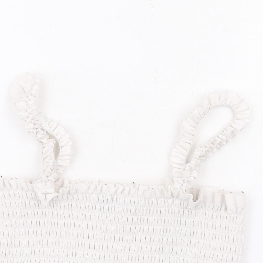 Womens UK Size M PRETTYLITTLETHING White Cropped Tank