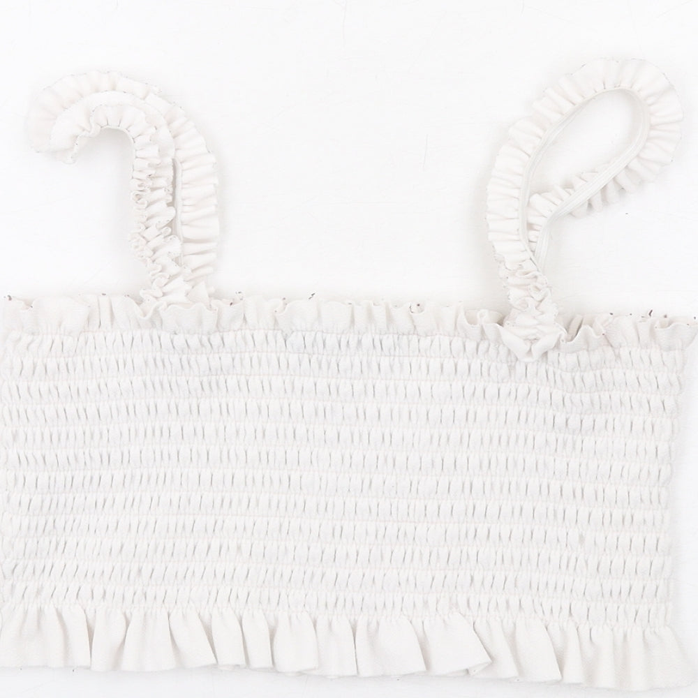 Womens UK Size M PRETTYLITTLETHING White Cropped Tank