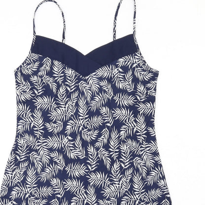 John Lewis Womens Blue Geometric Polyester Slip Dress Size M V-Neck Pullover