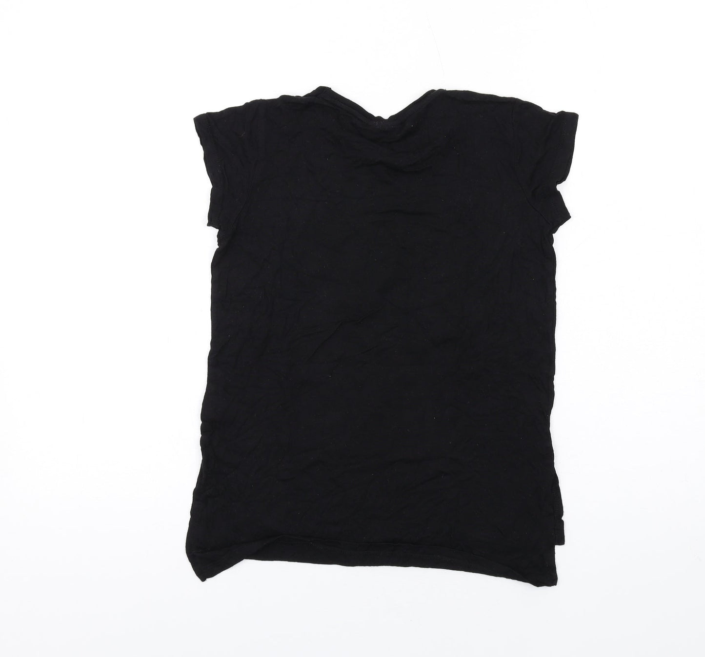 Bravado Girls Black Vinyl Basic T-Shirt Size 11-12 Years Round Neck Pullover - Reversible Sequins