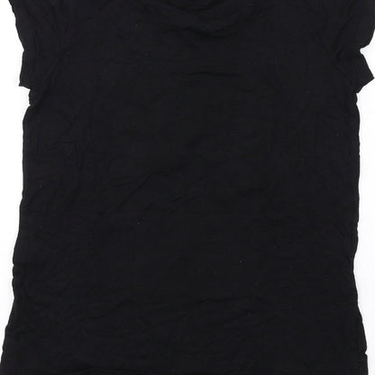 Bravado Girls Black Vinyl Basic T-Shirt Size 11-12 Years Round Neck Pullover - Reversible Sequins