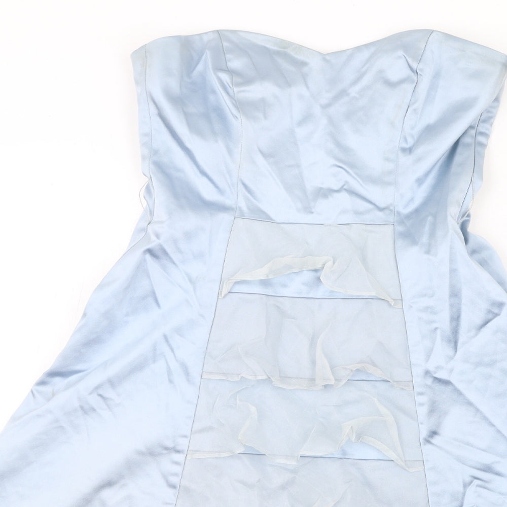 Coast Womens Blue Acetate A-Line Size 10 Sweetheart Zip - Ruffle