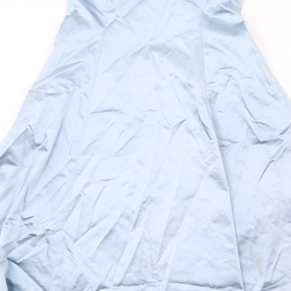 Coast Womens Blue Acetate A-Line Size 10 Sweetheart Zip - Ruffle