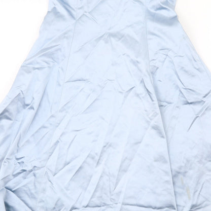 Coast Womens Blue Acetate A-Line Size 10 Sweetheart Zip - Ruffle