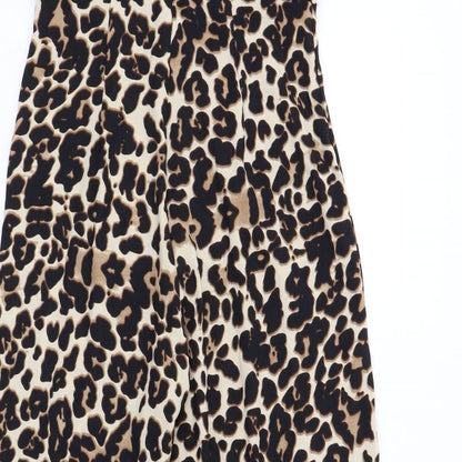 Pocasago Womens Beige Animal Print Polyester Jumpsuit One-Piece Size M L31 in Zip - Leopard Print Lace Trim