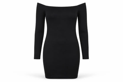 PRETTYLITTLETHING Womens Black Polyester Bodycon Size 6 Off the Shoulder Pullover