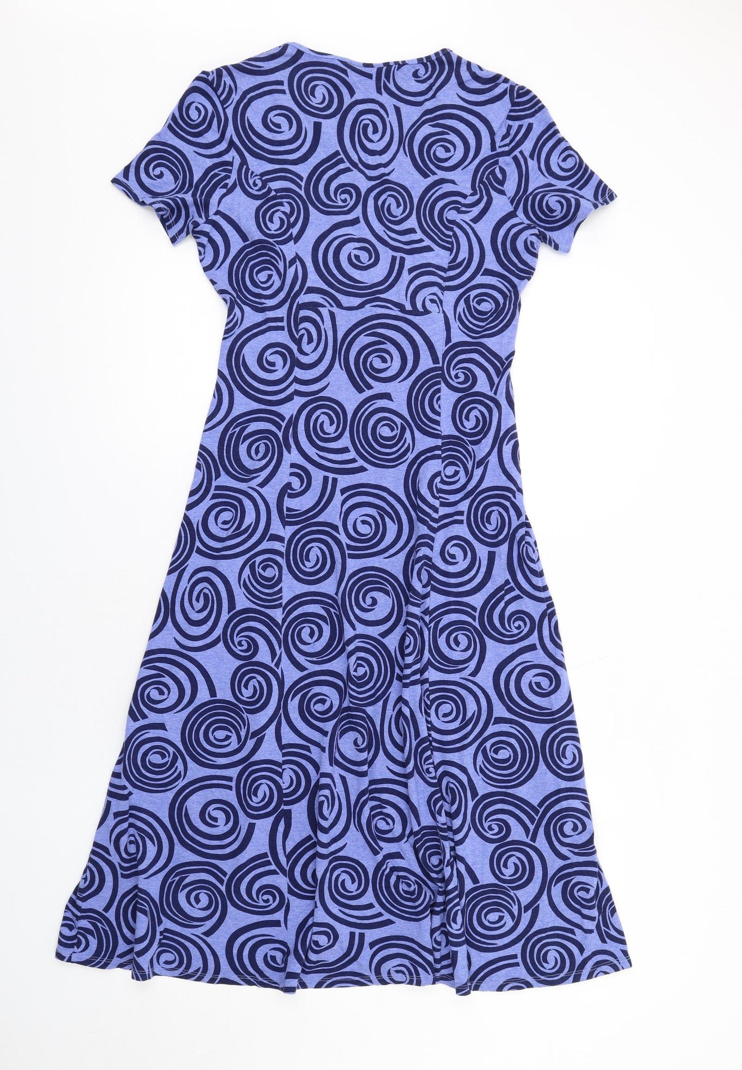 CC Womens Blue Geometric Viscose Fit & Flare Size S V-Neck Pullover