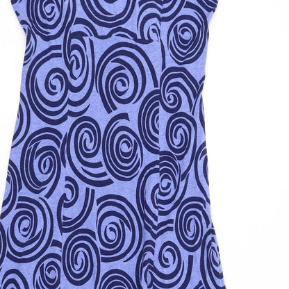 CC Womens Blue Geometric Viscose Fit & Flare Size S V-Neck Pullover