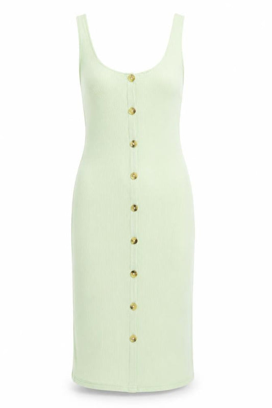 Brave Soul Womens Green Viscose Bodycon Size S Scoop Neck Pullover - Button Detail