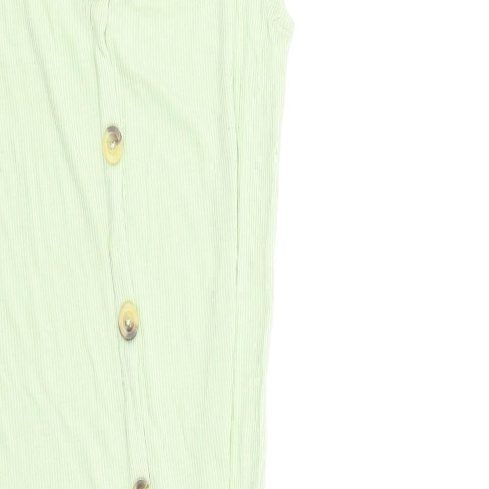 Brave Soul Womens Green Viscose Bodycon Size S Scoop Neck Pullover - Button Detail