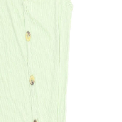 Brave Soul Womens Green Viscose Bodycon Size S Scoop Neck Pullover - Button Detail