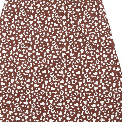 Missguided Womens Brown Animal Print Polyester A-Line Skirt Size 6 Zip - Leopard Print