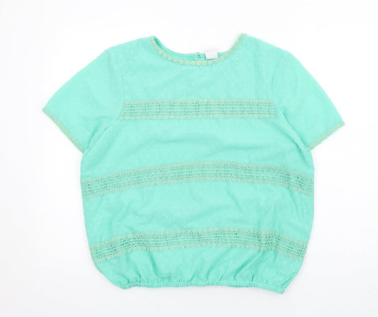 Womens UK Size 16 Cotton Traders Green Basic Blouse