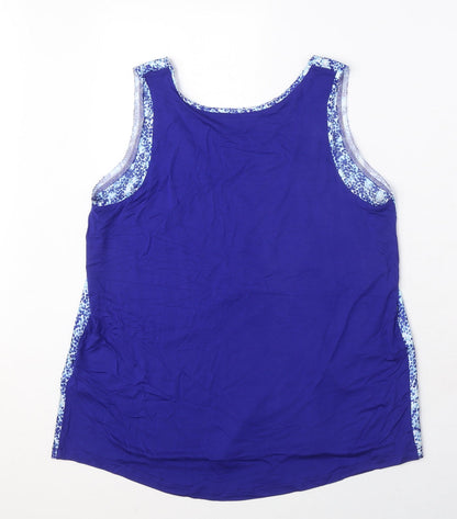 Marks and Spencer Womens Blue Geometric Polyester Basic Tank Size 8 Boat Neck