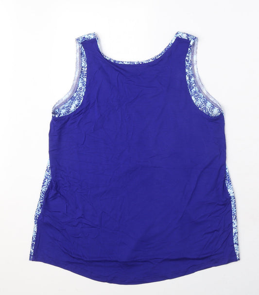 Marks and Spencer Womens Blue Geometric Polyester Basic Tank Size 8 Boat Neck