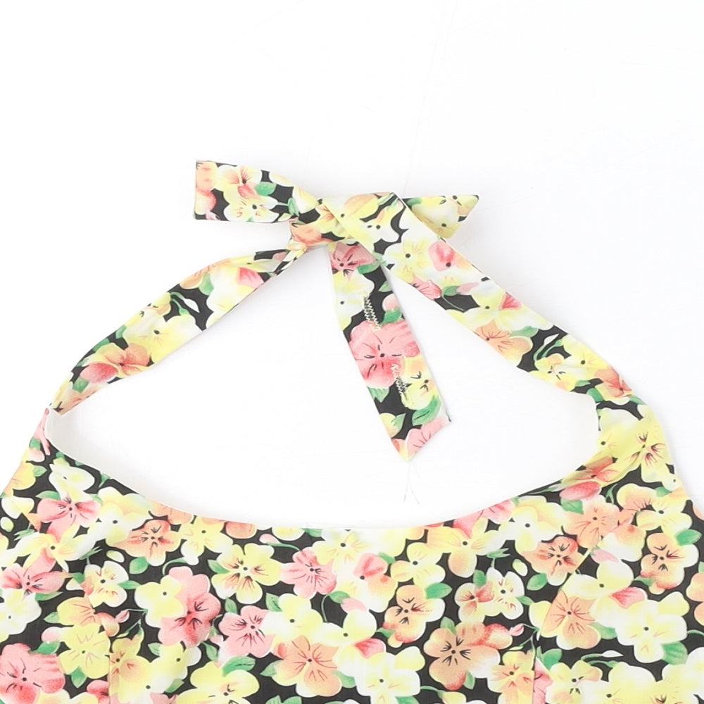 Womens UK Size 10 Gold Multicoloured Cropped Tank