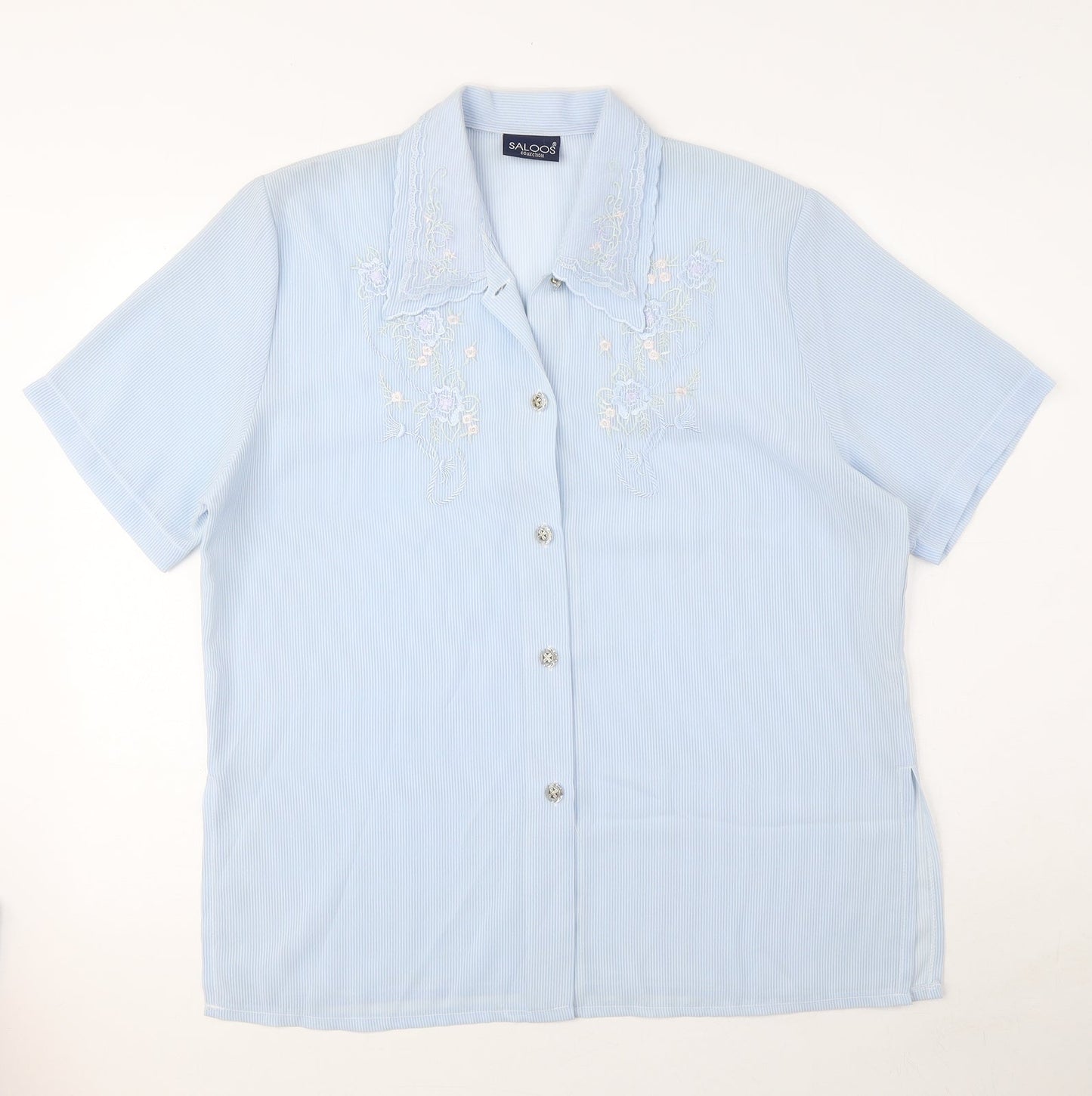 Womens UK Size 16 Saloos Blue Basic Button-Up