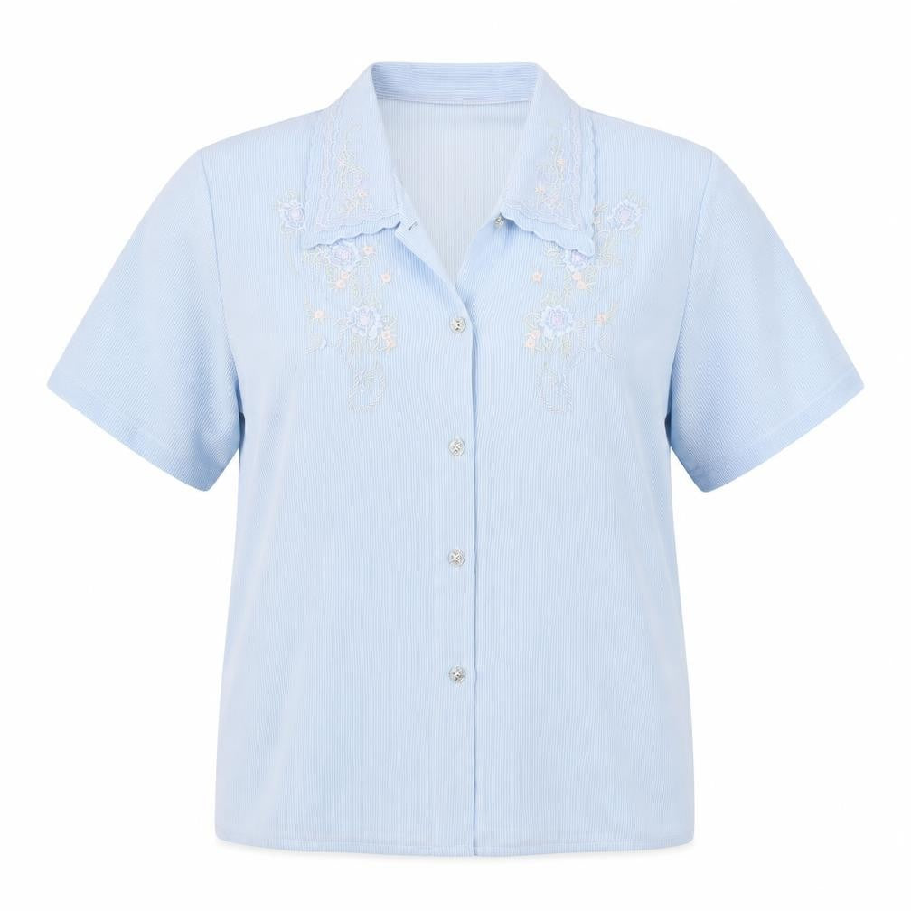 Womens UK Size 16 Saloos Blue Basic Button-Up