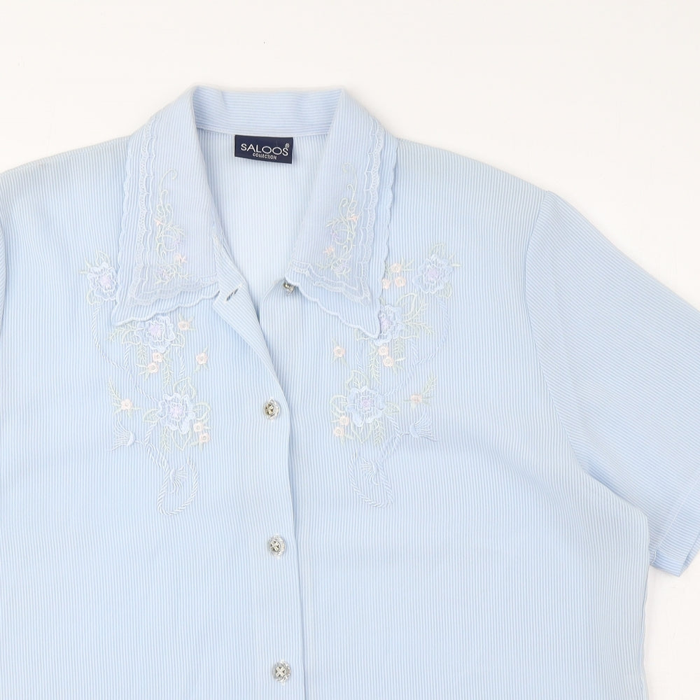 Womens UK Size 16 Saloos Blue Basic Button-Up