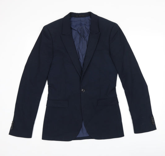 Mens UK Size 34 Topman Regular Blue Suit Jacket