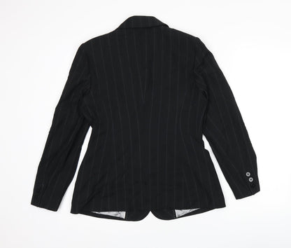 NEXT Womens Black Striped Polyester Jacket Suit Jacket Size 10