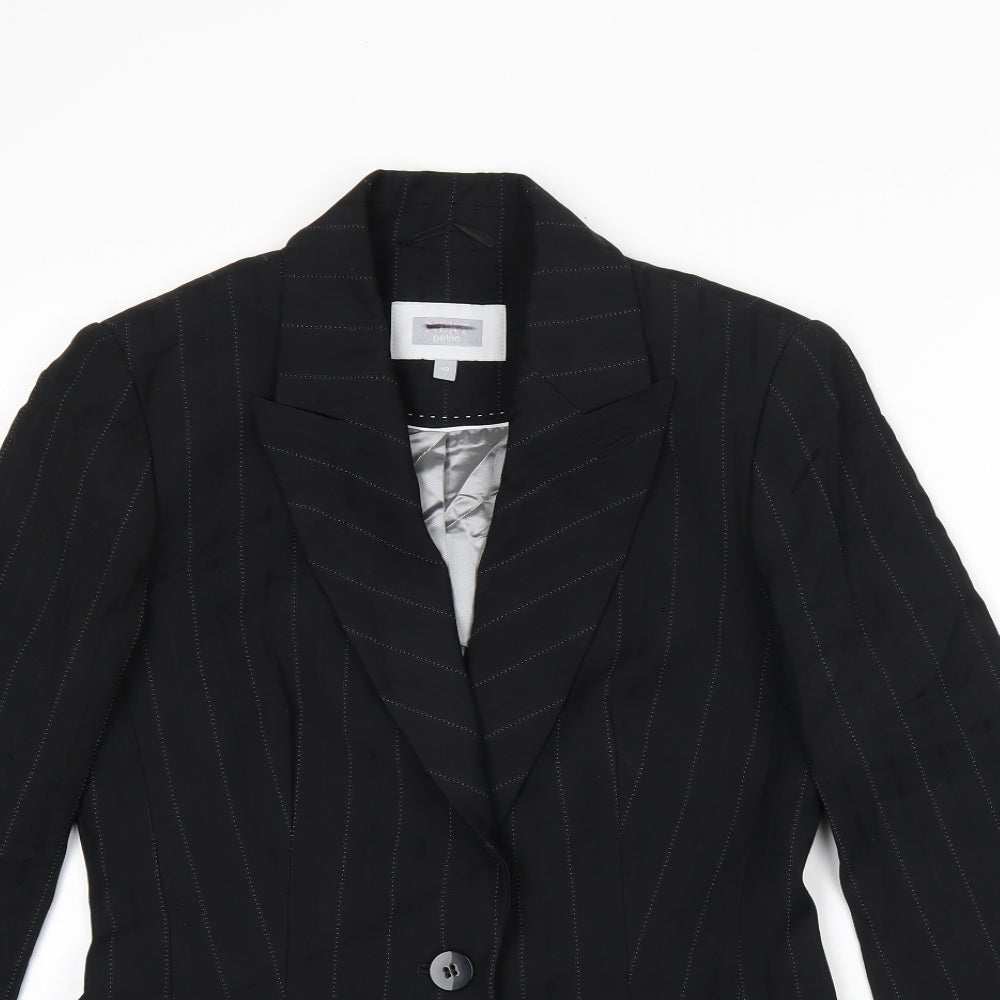 NEXT Womens Black Striped Polyester Jacket Suit Jacket Size 10