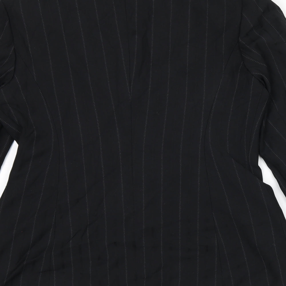 NEXT Womens Black Striped Polyester Jacket Suit Jacket Size 10
