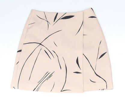 Keepsake Womens Beige Geometric Polyester A-Line Skirt Size S Zip