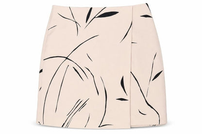 Keepsake Womens Beige Geometric Polyester A-Line Skirt Size S Zip