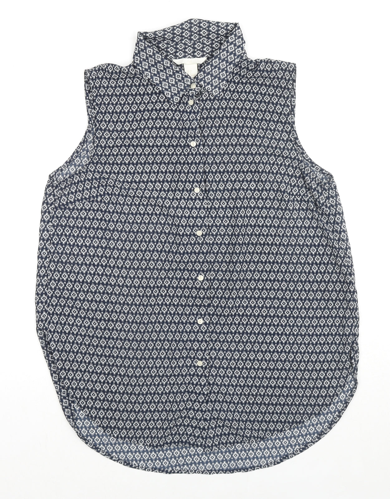 Womens UK Size 8 H&M Black Basic Button-Up
