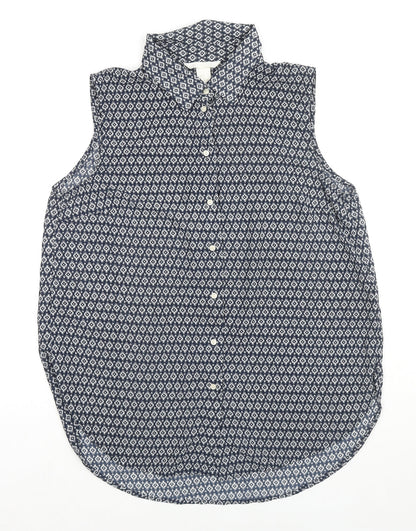 Womens UK Size 8 H&M Black Basic Button-Up