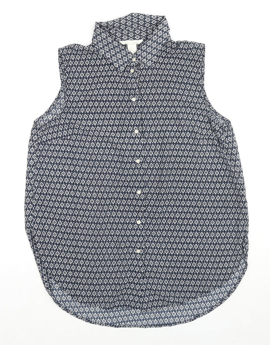 Womens UK Size 8 H&M Black Basic Button-Up