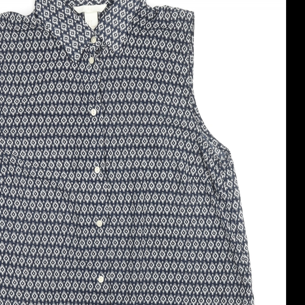 Womens UK Size 8 H&M Black Basic Button-Up