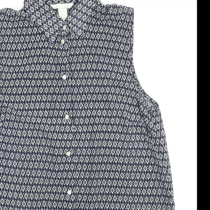 Womens UK Size 8 H&M Black Basic Button-Up