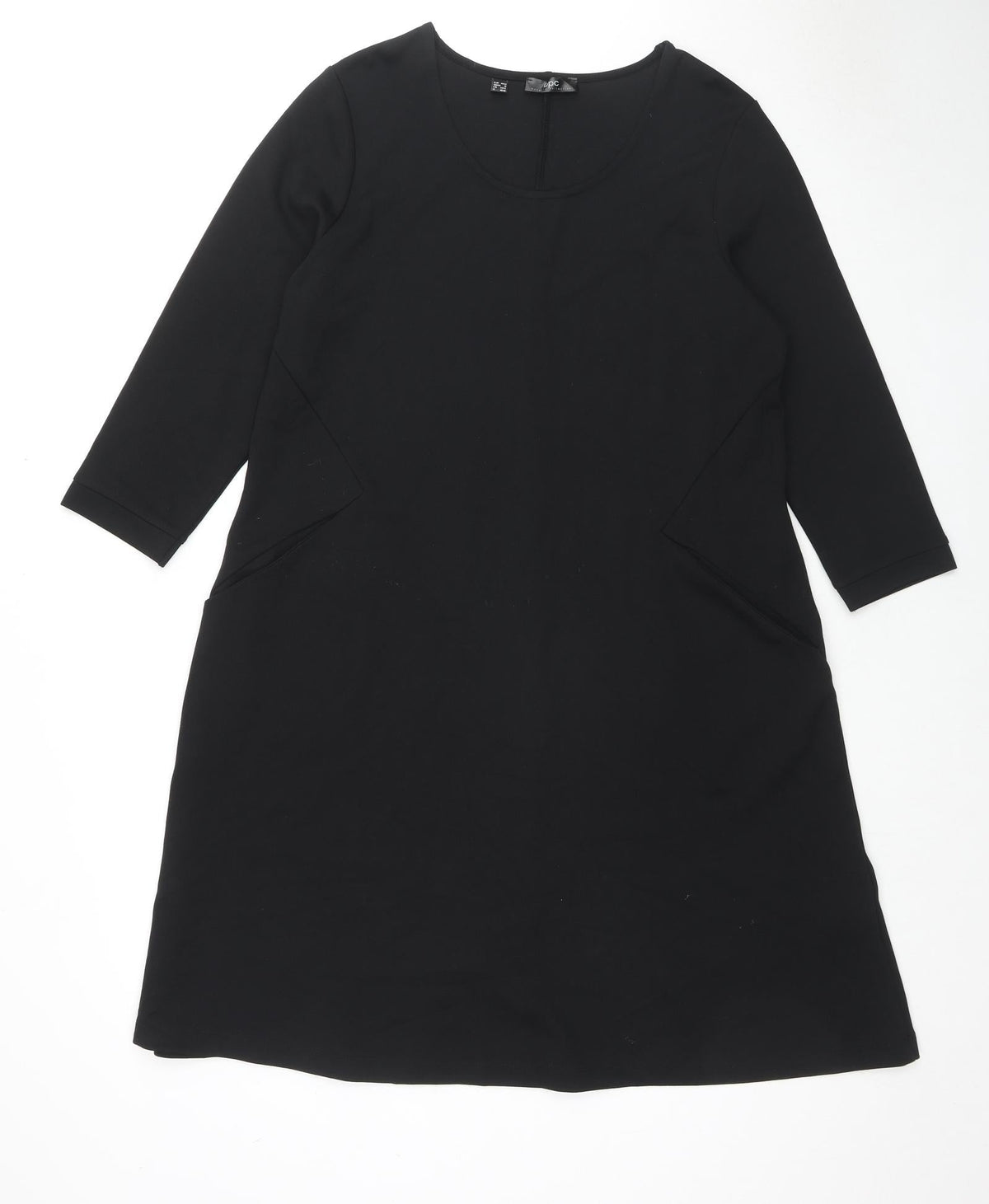 Additional front view of BPC Collection women’s black polyester a-line, size M, round neck pullover