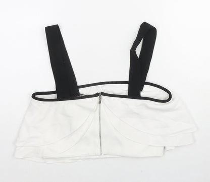 Womens UK Size S Zara White Cropped Blouse