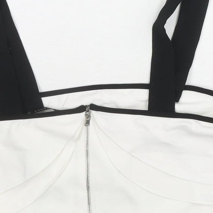 Womens UK Size S Zara White Cropped Blouse