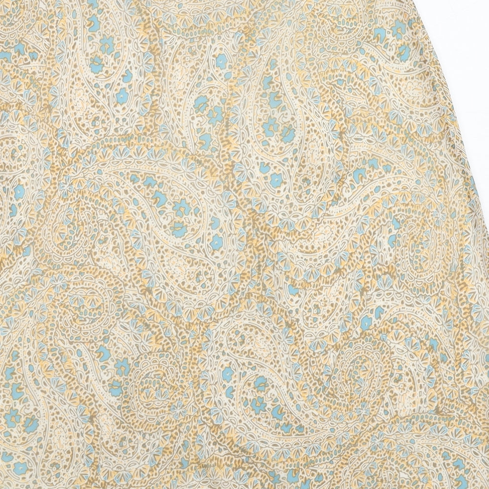 Marks and Spencer Womens Beige Geometric Polyester A-Line Skirt Size 10