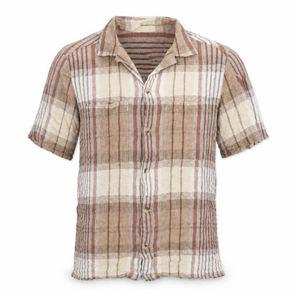 River Island Mens Beige Check Cotton Button-Up Size S Collared Button