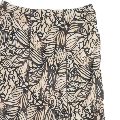 Marks and Spencer Womens Brown Geometric Ramie A-Line Skirt Size 14