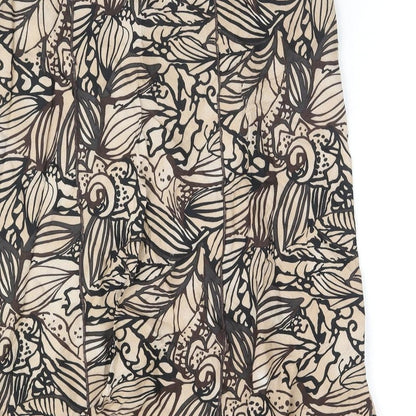 Marks and Spencer Womens Brown Geometric Ramie A-Line Skirt Size 14