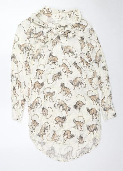 Womens UK Size 4 H&M Beige Tunic Button-Up