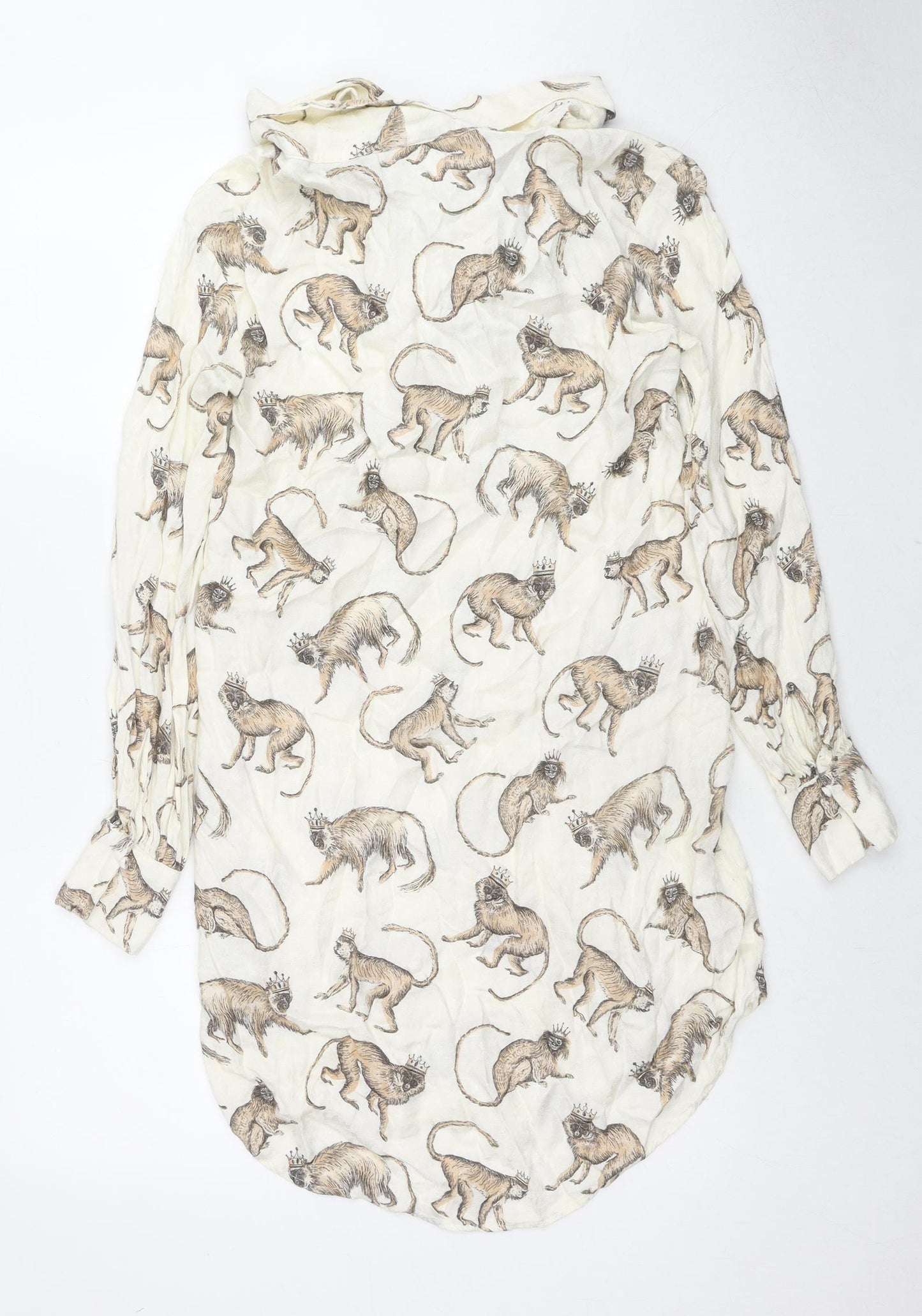 Womens UK Size 4 H&M Beige Tunic Button-Up