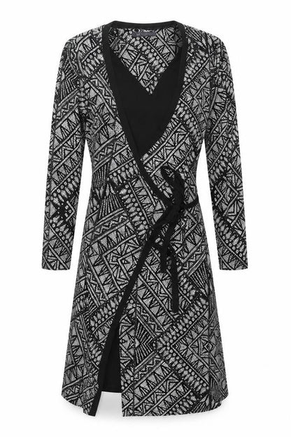 Marks and Spencer Womens Black Geometric Polyester Wrap Dress Size 10 V-Neck Pullover