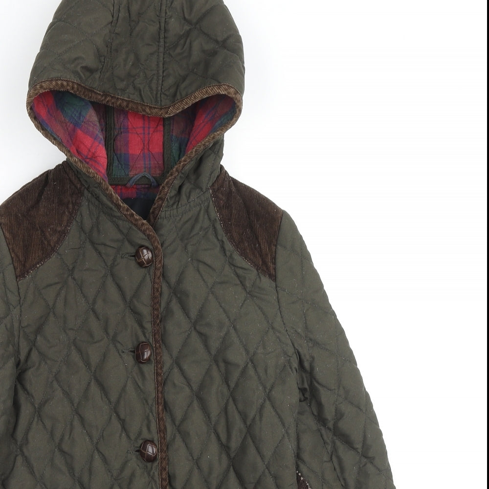 Womens UK Size 6 ASOS Green Quilted Coat