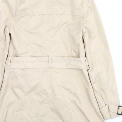 A&G Womens Beige Trench Coat Coat Size S Button - Faux Fur Trim