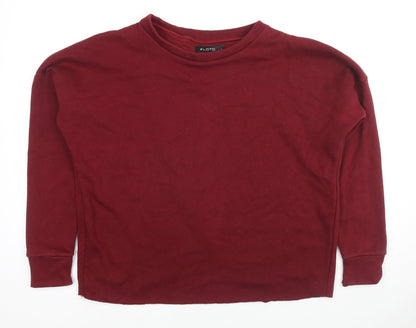 Lotd Womens Red Cotton Pullover Sweatshirt Size S Pullover - Cut Out Back Detail