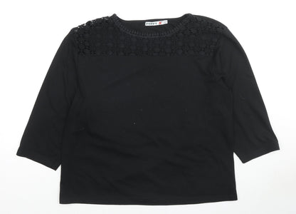 Womens UK Size 10 Poppy Black Basic T-Shirt