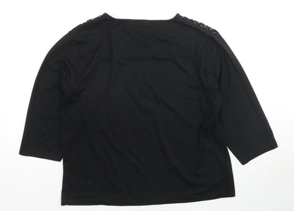 Womens UK Size 10 Poppy Black Basic T-Shirt