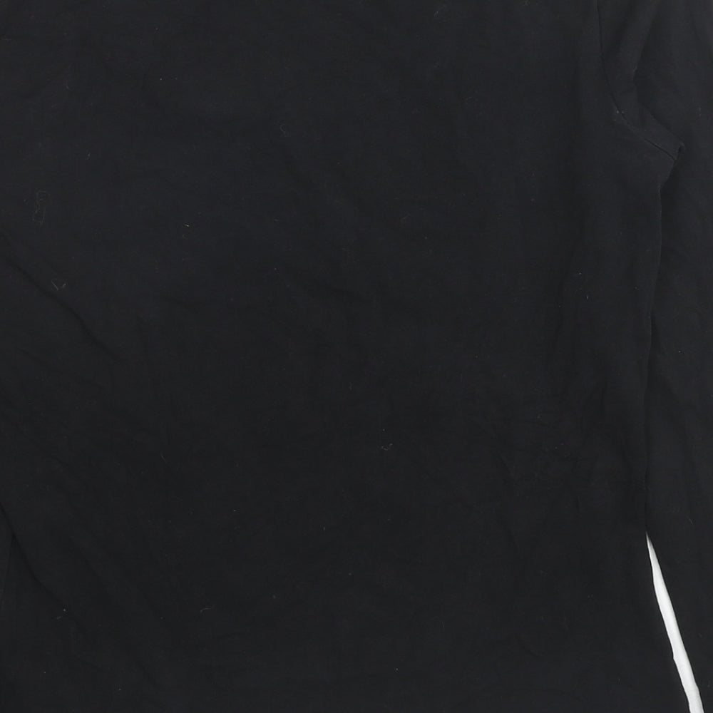 Airfield Womens Black Cotton Basic Blouse Size 12 Scoop Neck - Jeweled Detail